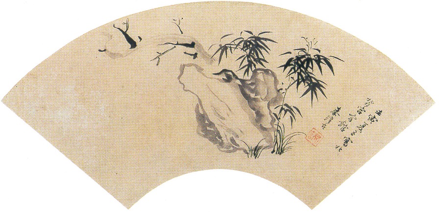 【真作】掛軸　扇面和歌図　詩情漂う墨画とかな書　風雅な一幅　S56 複製/良寛和尚/扇面短歌一首/工芸品/掛軸/名家伝来/AK-456 - メルカリ